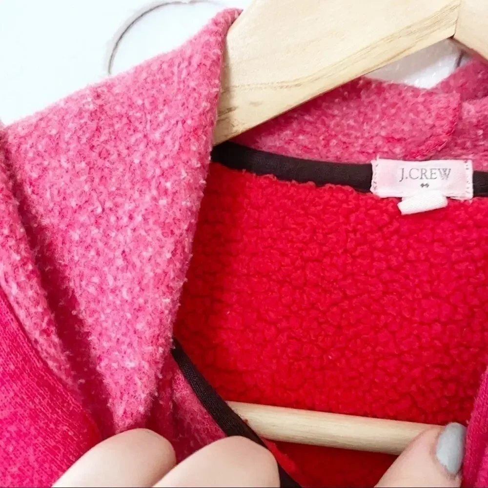 J.Crew coral color fleece inside hooded zip up S